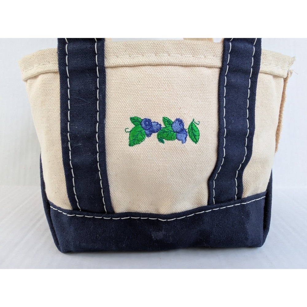 Vintage LL Bean Boat & Tote MINI Canvas Bag Blueberry Embroidered Micro - Picture 4 of 11